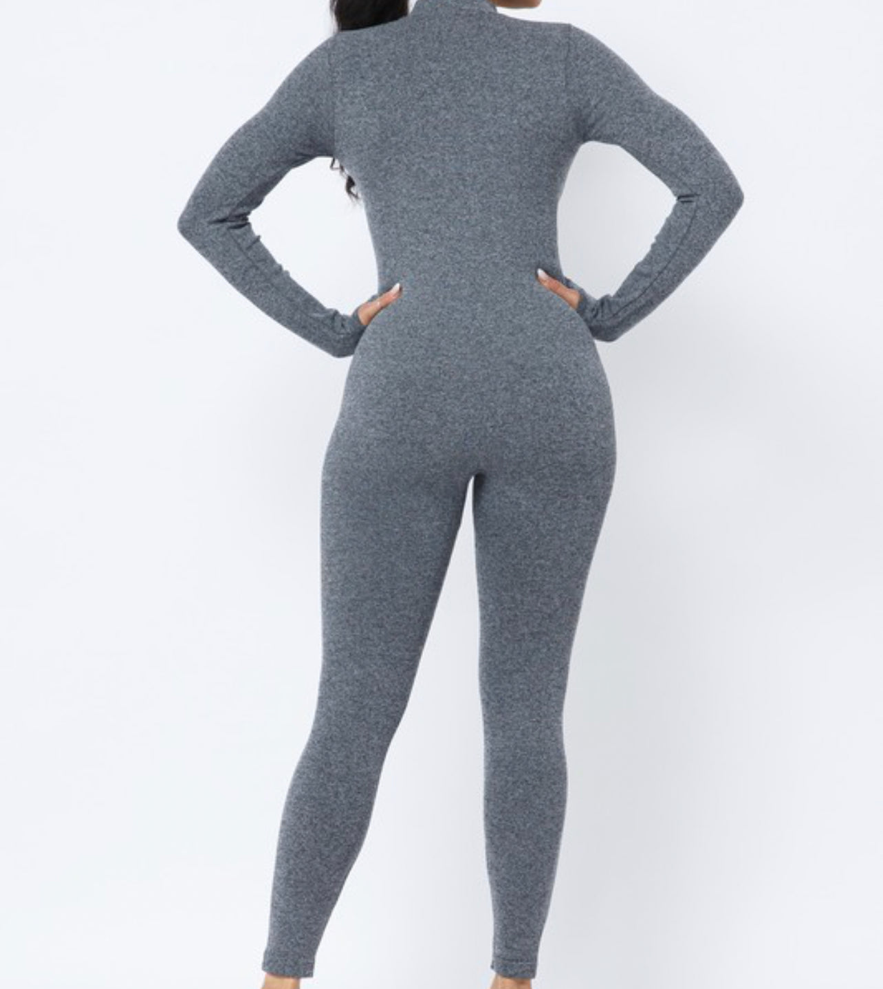 Front Zipper Mock Neck Catsuit